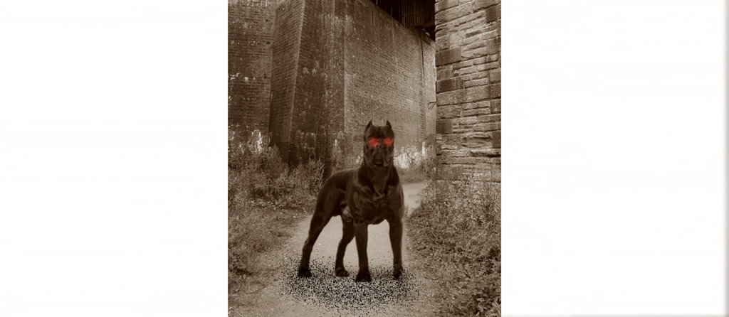 Large black demon dog black the Barghest